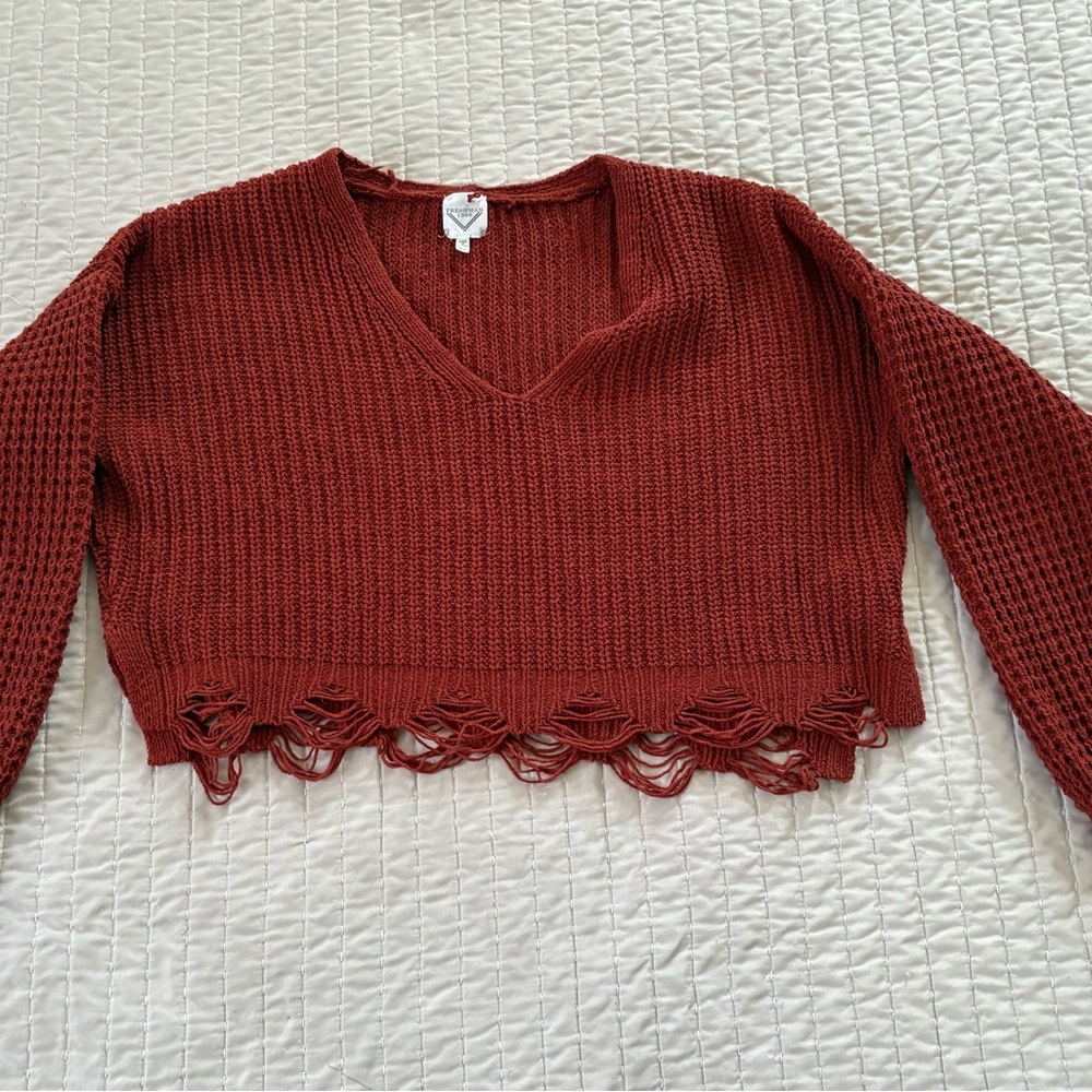 Freshman 1996 Women's Rust Cropped Sweater Cardigan